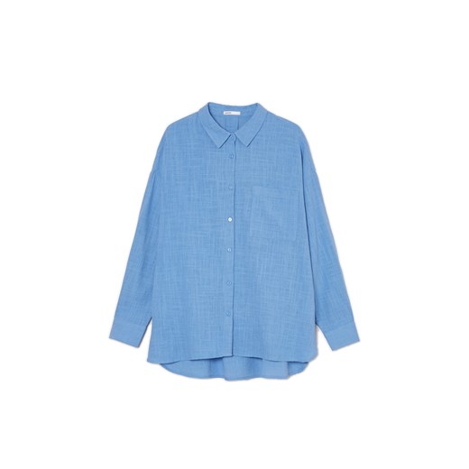 Cropp - Niebieska koszula oversize z rustykalną strukturą - niebieski ze sklepu Cropp w kategorii Koszule damskie - zdjęcie 171187895