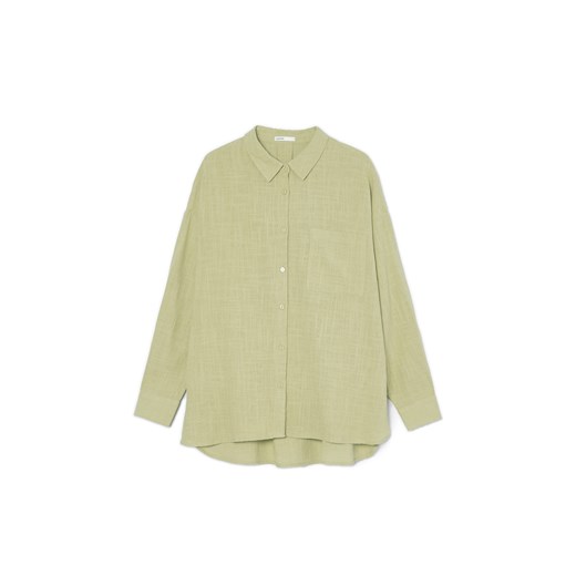 Cropp - Zielona bawełniana koszula oversize - zielony ze sklepu Cropp w kategorii Koszule damskie - zdjęcie 171187898