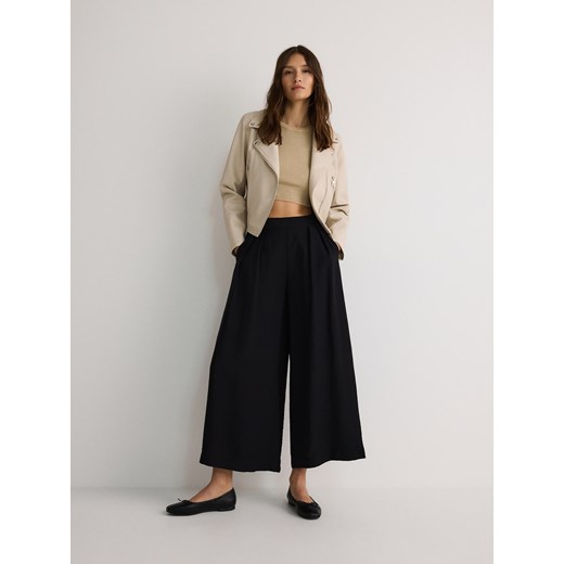 Reserved - Spodnie culotte z wiskozy - czarny ze sklepu Reserved w kategorii Spodnie damskie - zdjęcie 171188379