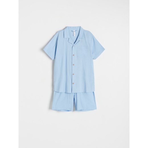Reserved - Dwuczęściowa piżama z wiskozą - niebieski ze sklepu Reserved w kategorii Piżamy damskie - zdjęcie 171188469