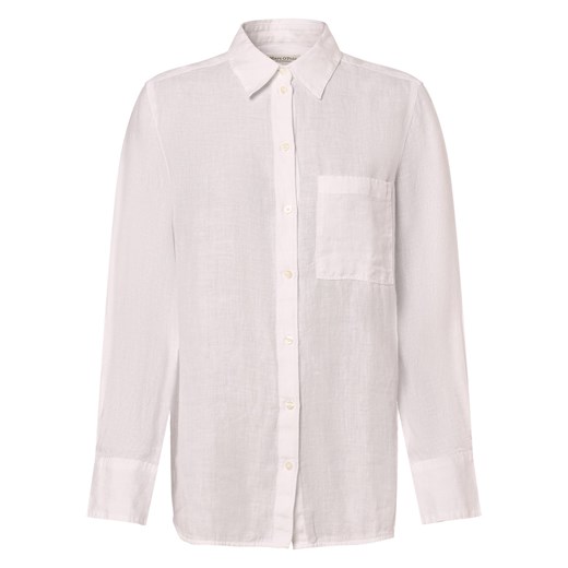 Marc O'Polo Lniana bluzka damska Kobiety len biały jednolity ze sklepu vangraaf w kategorii Koszule damskie - zdjęcie 171188698