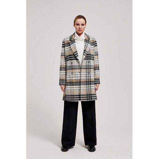Dwurzędowy damski płaszcz w kratę ze sklepu 5.10.15 w kategorii Płaszcze damskie - zdjęcie 171189085