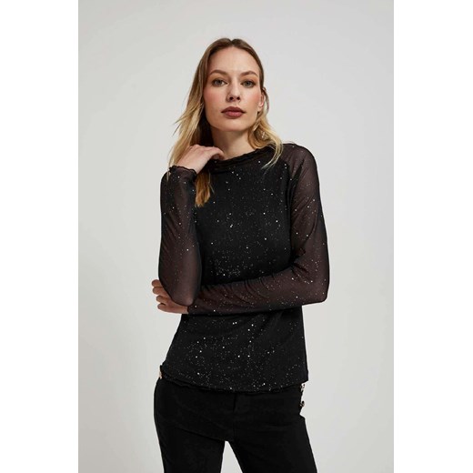 Elegancka czarna bluzka damska z tiulowymi rękawami ze sklepu 5.10.15 w kategorii Bluzki damskie - zdjęcie 171189165
