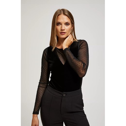 Damska bluzka czarna z długimi i ażurowymi rękawami ze sklepu 5.10.15 w kategorii Bluzki damskie - zdjęcie 171189196