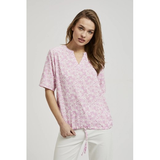 Koszula z krótkimi rękawami różowa ze sklepu Moodo.pl w kategorii Bluzki damskie - zdjęcie 171190195