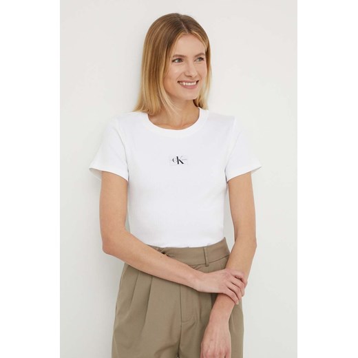 Calvin Klein Jeans t-shirt damski kolor biały L ANSWEAR.com