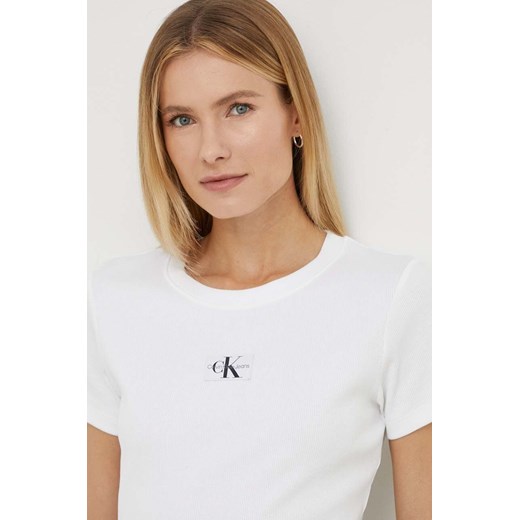 Calvin Klein Jeans t-shirt damski kolor biały M ANSWEAR.com