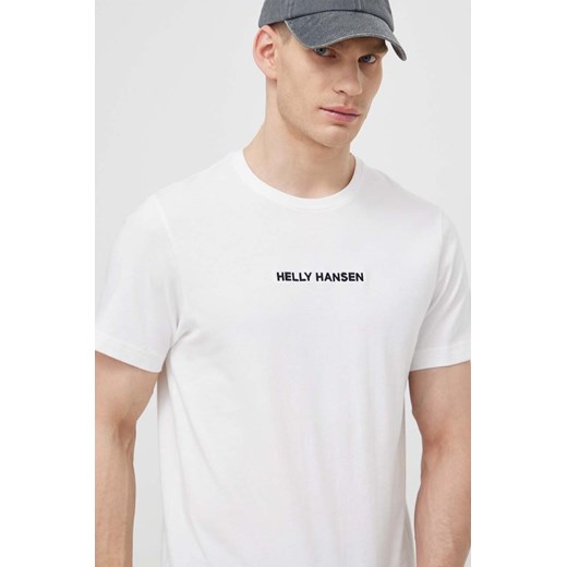 Helly Hansen t-shirt bawełniany męski kolor biały z aplikacją Helly Hansen M ANSWEAR.com
