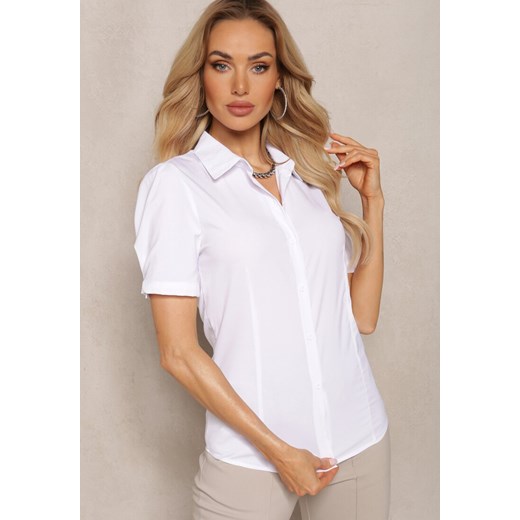 Biała  Klasyczna Koszula z Krótkim Rękawem Bellamelle Renee M okazyjna cena Renee odzież