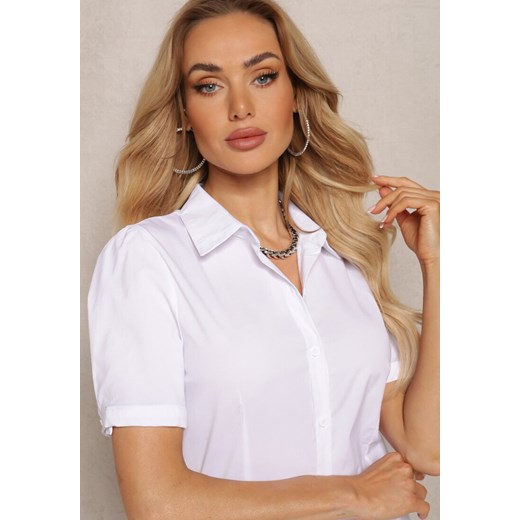 Biała  Klasyczna Koszula z Krótkim Rękawem Bellamelle Renee XL promocyjna cena Renee odzież