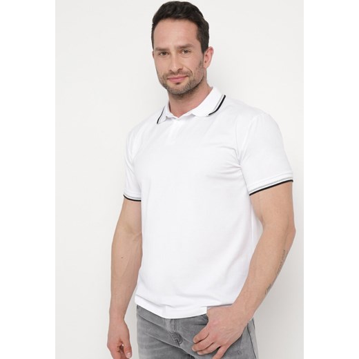 Biała Koszulka o Fasonie Polo z Guzikami Timarie 4XL promocja Born2be Odzież