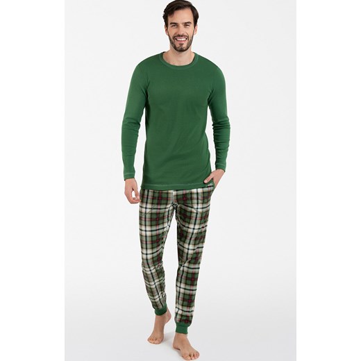 Piżama męska z długim rękawem i długą nogawką zielona Seward BIS, Kolor zielony-kratka, Rozmiar S, Italian Fashion ze sklepu Intymna w kategorii Piżamy męskie - zdjęcie 171192939