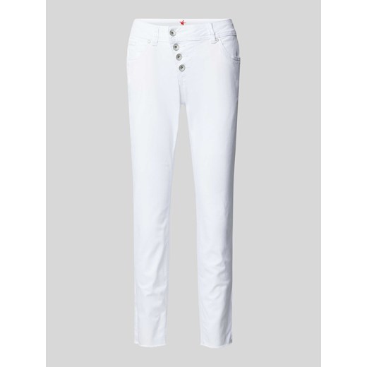 Spodnie o kroju slim fit z asymetryczną listwą guzikową model ‘Malibu’ ze sklepu Peek&Cloppenburg  w kategorii Spodnie damskie - zdjęcie 171193008