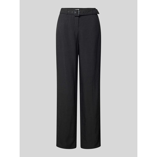 Spodnie z szerokimi nogawkami i materiałowym paskiem ze sklepu Peek&Cloppenburg  w kategorii Spodnie damskie - zdjęcie 171193078