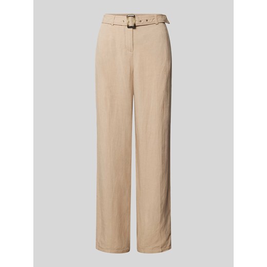 Spodnie z szerokimi nogawkami i materiałowym paskiem ze sklepu Peek&Cloppenburg  w kategorii Spodnie damskie - zdjęcie 171193116