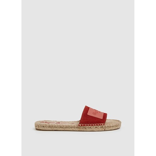 Pepe Jeans FOOTWEAR Skórzane klapki w kolorze czerwonym ze sklepu Limango Polska w kategorii Klapki damskie - zdjęcie 171195088