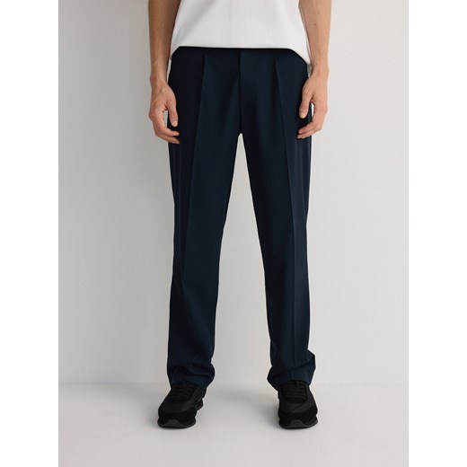 Reserved - Spodnie wide leg z kantem - granatowy Reserved 30 Reserved