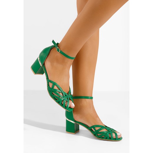 Zielone sandały na słupku Luigina ze sklepu Zapatos w kategorii Sandały damskie - zdjęcie 171196778