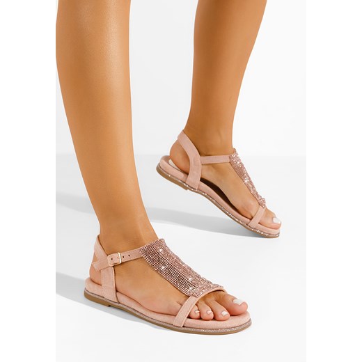 Różowe sandały płaski Tadia ze sklepu Zapatos w kategorii Sandały damskie - zdjęcie 171196809