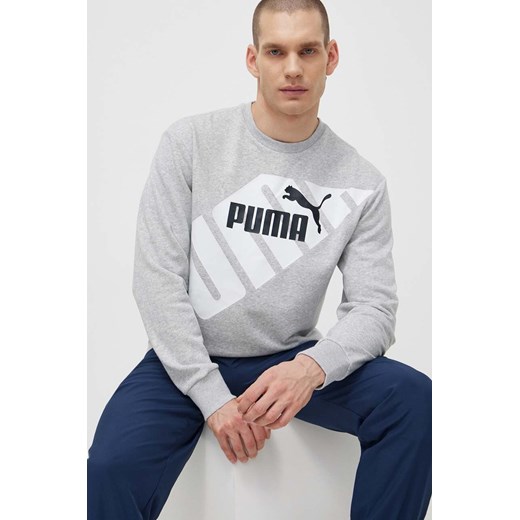Puma bluza POWER męska kolor szary z nadrukiem 678961 ze sklepu ANSWEAR.com w kategorii Bluzy męskie - zdjęcie 171197069