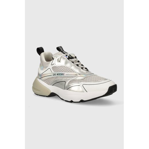 Love Moschino sneakersy kolor srebrny JA15595G0IIQ101A ze sklepu ANSWEAR.com w kategorii Buty sportowe damskie - zdjęcie 171197219