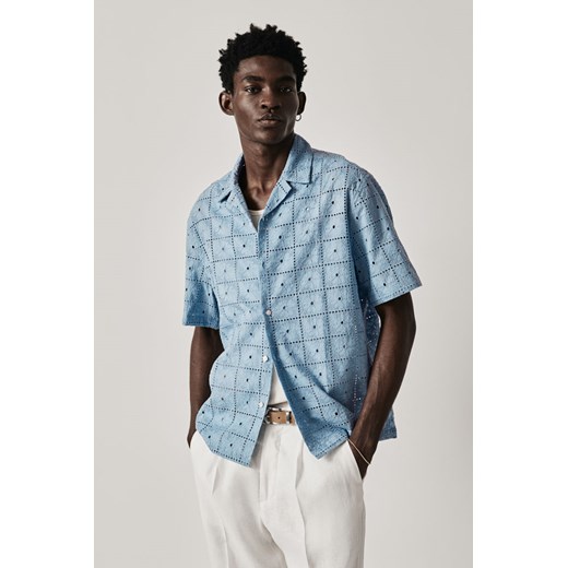H & M - Koszula z miękkimi klapami Regular Fit - Niebieski H & M XL H&M