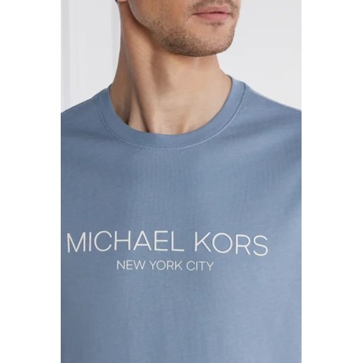 T-shirt męski Michael Kors niebieski z napisami 