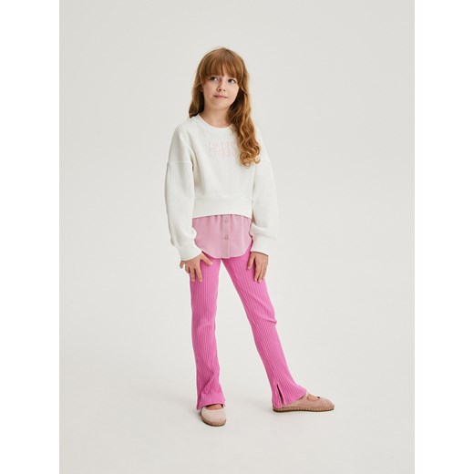 Reserved - Prążkowane legginsy - fuksja ze sklepu Reserved w kategorii Spodnie dziewczęce - zdjęcie 171198638