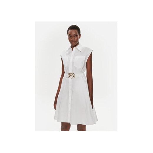 Pinko Sukienka koszulowa Anaceta 103111 A1P4 Biały Regular Fit ze sklepu MODIVO w kategorii Sukienki - zdjęcie 171200535