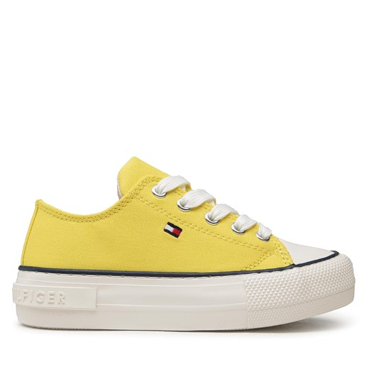 Trampki Tommy Hilfiger Low Cut Lace-Up Sneaker T3A4-32118-0890 M Żółty ze sklepu eobuwie.pl w kategorii Trampki dziecięce - zdjęcie 171203247
