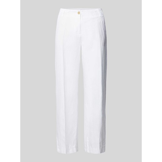 Spodnie z lnu z efektem melanżu ze sklepu Peek&Cloppenburg  w kategorii Spodnie damskie - zdjęcie 171206419