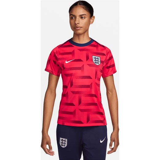 Damska przedmeczowa koszulka piłkarska z krótkim rękawem Nike Dri-FIT Anglia Academy Pro - Czerwony ze sklepu Nike poland w kategorii Bluzki damskie - zdjęcie 171206779