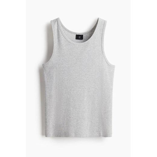H & M - Prążkowana koszulka Slim Fit - Szary ze sklepu H&M w kategorii Bluzki damskie - zdjęcie 171206825