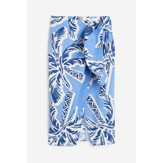 H & M - Kopertowa spódnica z domieszką lnu - Niebieski ze sklepu H&M w kategorii Spódnice - zdjęcie 171206826