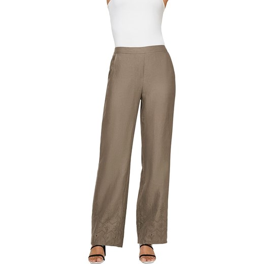 Heine Lniane spodnie w kolorze khaki ze sklepu Limango Polska w kategorii Spodnie damskie - zdjęcie 171208487