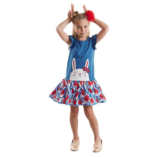 Denokids Sukienka &quot;Cute Bunny&quot; w kolorze niebieskim ze sklepu Limango Polska w kategorii Sukienki dziewczęce - zdjęcie 171208889