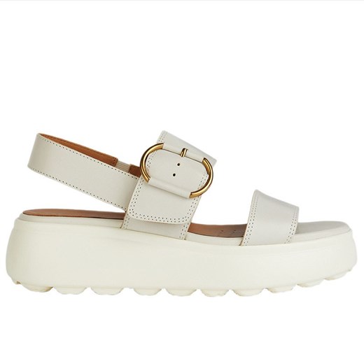 Sandały damskie Geox białe na platformie z tworzywa sztucznego casual 