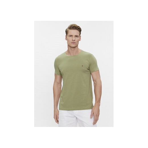 Tommy Hilfiger T-Shirt Stretch Slim Fit Tee MW0MW10800 Zielony Slim Fit ze sklepu MODIVO w kategorii T-shirty męskie - zdjęcie 171211668