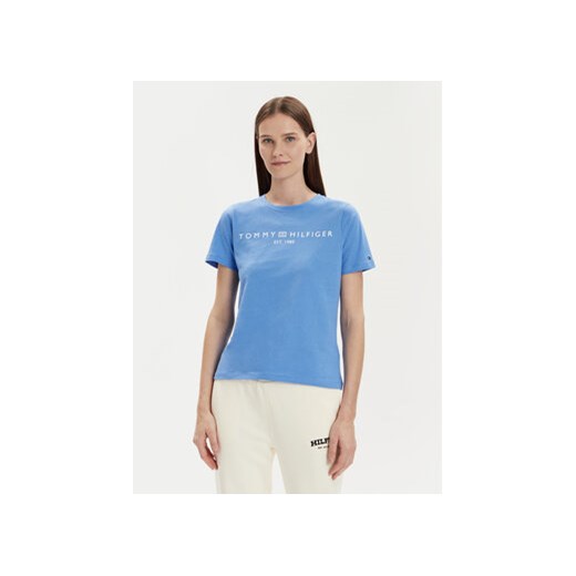 Tommy Hilfiger T-Shirt Logo WW0WW40276 Niebieski Regular Fit ze sklepu MODIVO w kategorii Bluzki damskie - zdjęcie 171211788