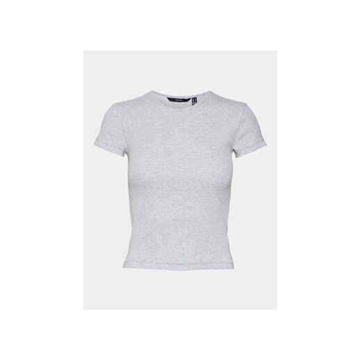 Vero Moda bluzka damska szara z krótkim rękawem z okrągłym dekoltem