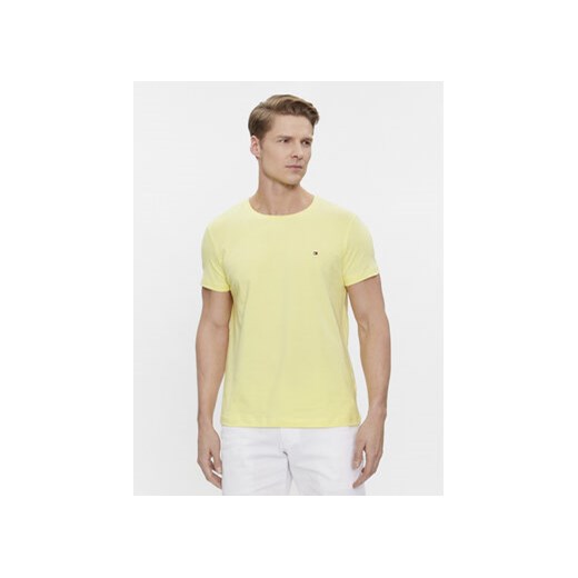 Tommy Hilfiger T-Shirt Stretch Slim Fit Tee MW0MW10800 Żółty Slim Fit ze sklepu MODIVO w kategorii T-shirty męskie - zdjęcie 171212135