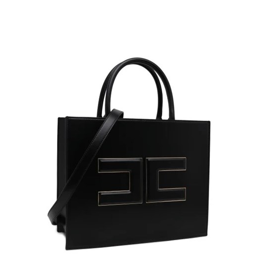 Shopper bag Elisabetta Franchi czarna elegancka duża ze skóry ekologicznej 