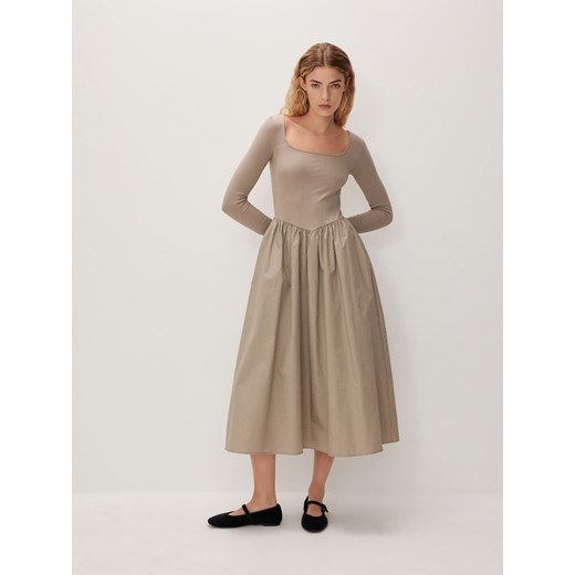 Reserved - Sukienka midi - kremowy ze sklepu Reserved w kategorii Sukienki - zdjęcie 171217168