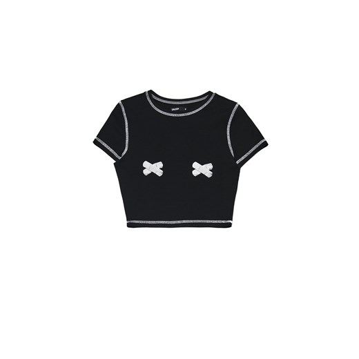 Cropp - Krótki czarny T-shirt - czarny ze sklepu Cropp w kategorii Bluzki damskie - zdjęcie 171218985