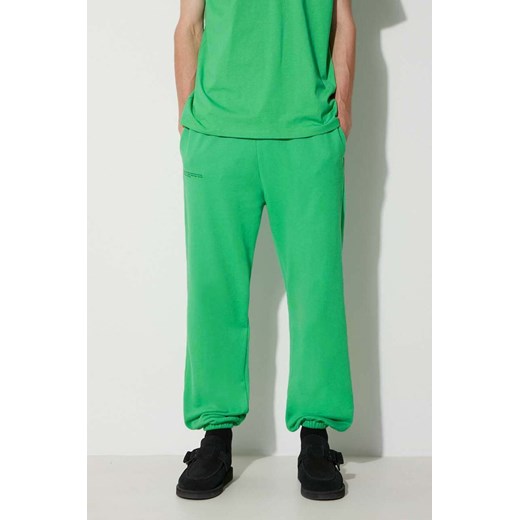 Pangaia spodnie dresowe bawełniane kolor zielony gładkie ze sklepu PRM w kategorii Spodnie damskie - zdjęcie 171220409