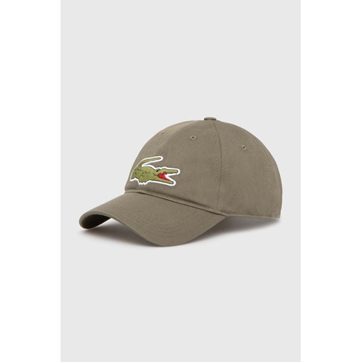 Lacoste czapka z daszkiem bawełniana kolor brązowy z aplikacją ze sklepu PRM w kategorii Czapki z daszkiem damskie - zdjęcie 171220459