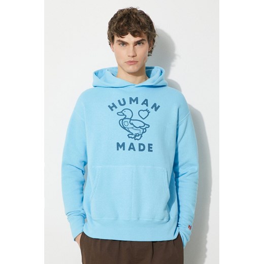 Human Made bluza bawełniana Tsuriami Hoodie męska kolor niebieski z kapturem z nadrukiem HM27CS028 ze sklepu PRM w kategorii Bluzy męskie - zdjęcie 171220529