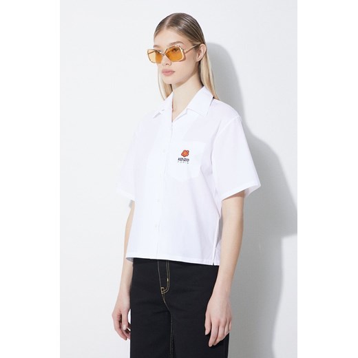 Kenzo koszula bawełniana Boke Cropped Hawaiian Shirt damska kolor biały relaxed Kenzo 38 PRM