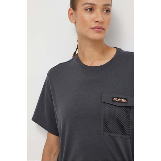 Columbia t-shirt bawełniany Painted Peak damski kolor szary 2074491 ze sklepu PRM w kategorii Bluzki damskie - zdjęcie 171220828