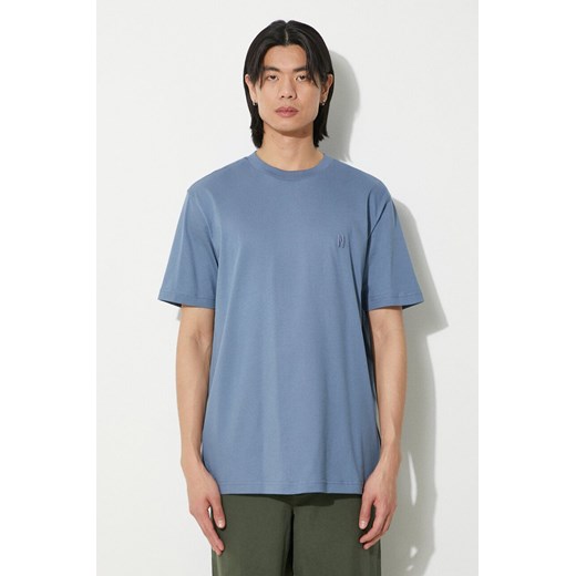 Norse Projects t-shirt bawełniany Johannes męski kolor niebieski z aplikacją N01.0643.7121 ze sklepu PRM w kategorii T-shirty męskie - zdjęcie 171220938